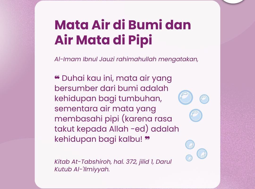 Mata Air di Bumi dan Air Mata di Pipi